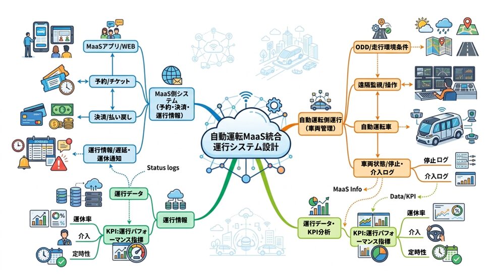 自動運転X MaaS統合運行システム設計イメージ